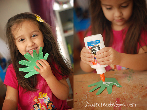 8 hands total, and she insisted on doing the glue.