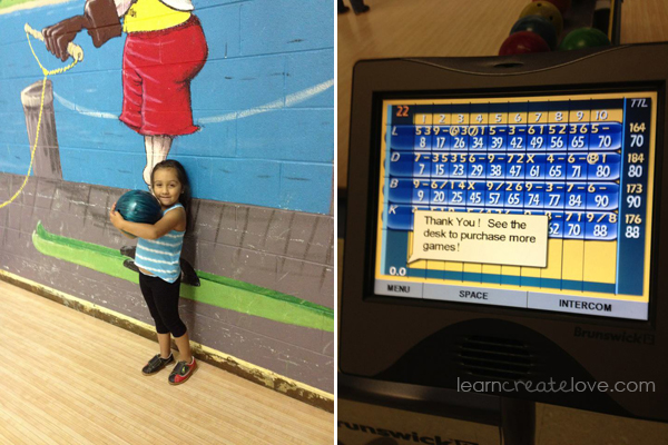 Lorelai's first time bowling (second game). She did great!