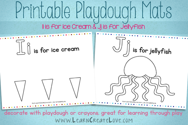 Printable Playdough Mats I J