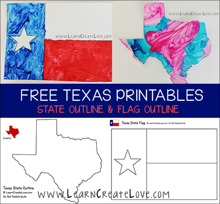 Texas Printables Flag State Outline Learncreatelove
