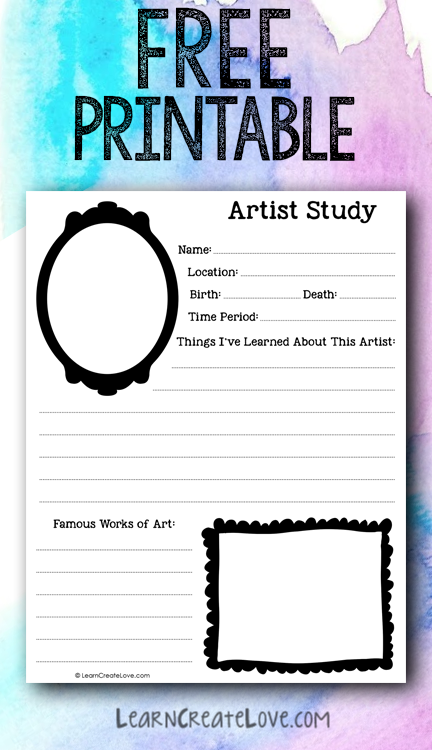Artist Study Printable Worksheet