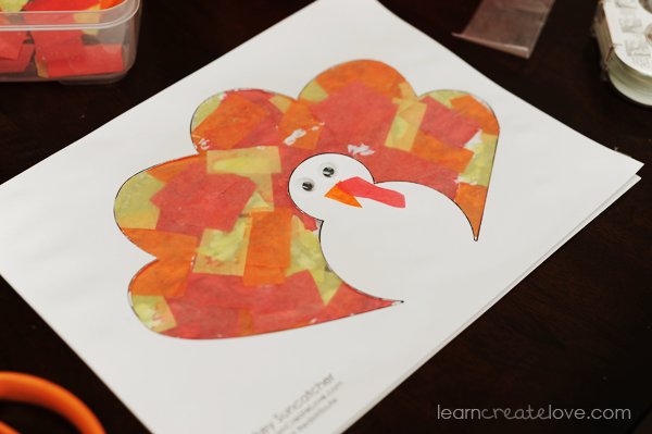 Thanksgiving Footprint Turkey with Tissue Paper Stained Glass Wings
