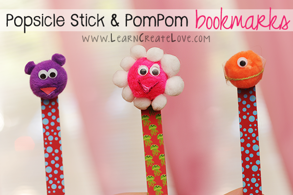 Popsicle Stick & PomPom Bookmarks