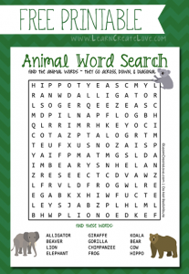 Printable Word Search: Animals