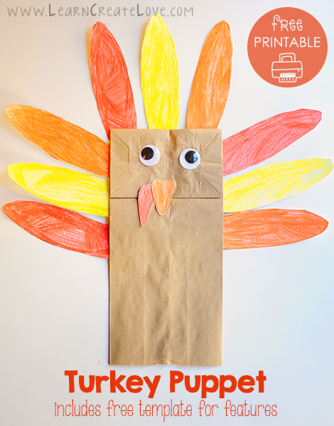 Turkey Puppet with Printable Template