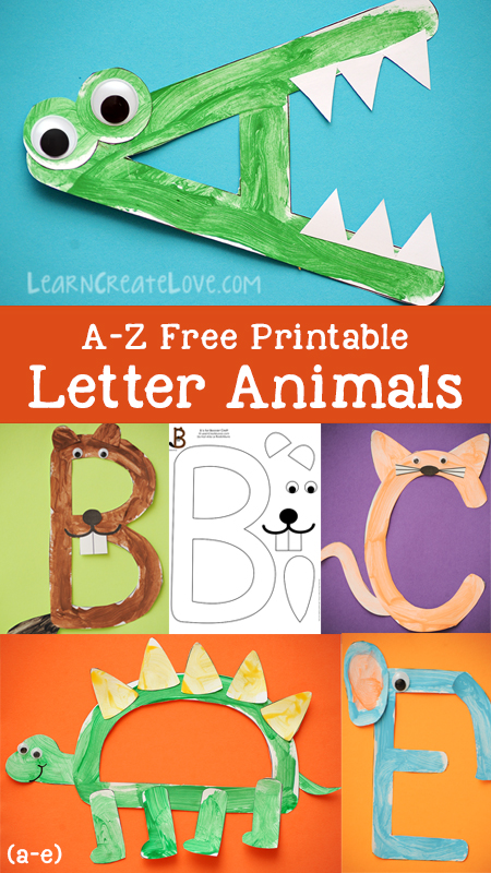 Printable Letter Animals: A-E