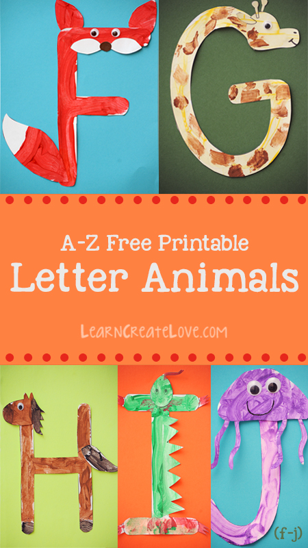 Printable Letter Animals: F-J