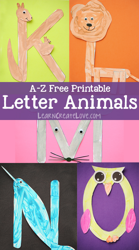Printable Letter Animals: K-O